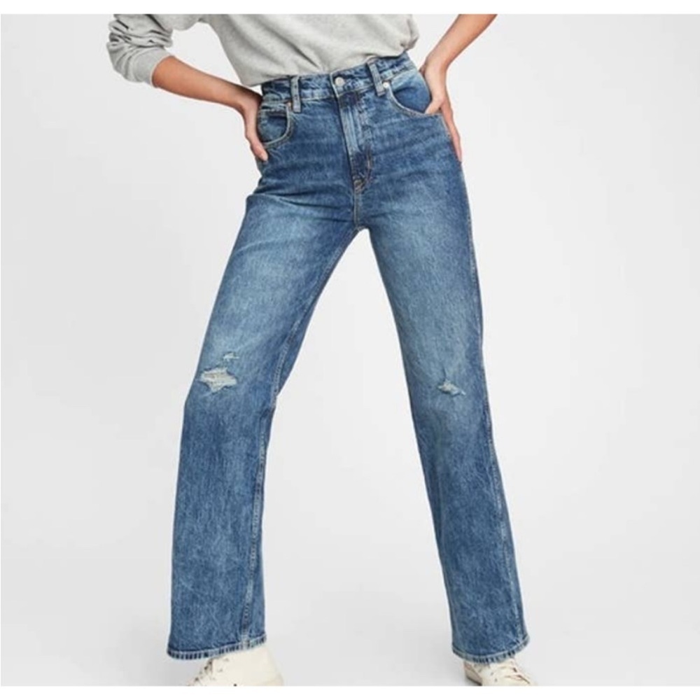 GAP Vintage Flare High Rise Distressed Denim Jeans‎ Plus Size 18R NWT
